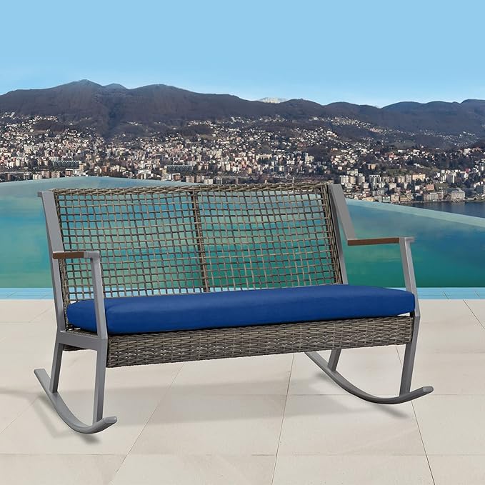 idee-home Outdoor Bench Cushion Waterproof, Bench Cushions for Outdoor Furniture, Patio Porch Swing Replacement Seat Pad with Ties for Garden Backyard, 54 x 18 Inch