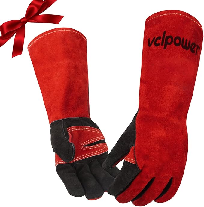 Welding Gloves 16 Inches 932°F Extreme Heat Fire Resistant Leather Forge Gloves for Mig, Tig, Stick, BBQ, Fireplace, Wood Stove, Furnace, Animal Handling, Handling Dry Ice - Safety Work 2XL