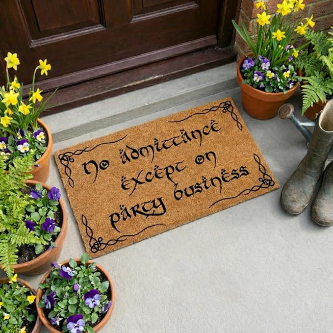 MAINEVENT No Admittance Except On Party Business Door Mat Outdoor 30x17 Inch, Nerd Welcome Mat Outside Entrance for Covered Porch or Patio, LOTR Gift