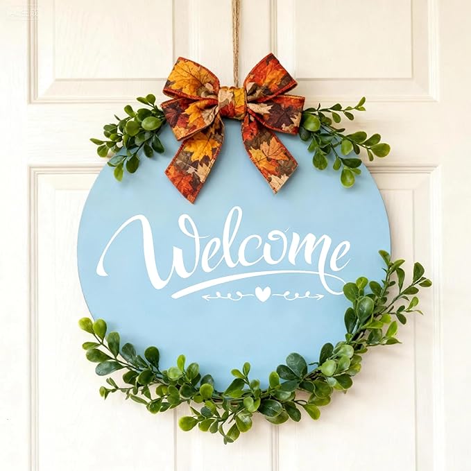 Welcome Stencils Set for Painting on Wood, Seasonal Letter Templates with Spring Summer Fall Winter Designs – 22 PCS Large PET Stencils for DIY Crafts, Signs, Home Décor, Porch, and Card Making