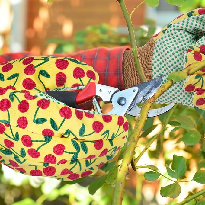 Ainiv Floral Gardening Gloves for Women/Ladies, Non-Slip Garden Work Gloves,Breathable Yard Work Glove Light Working Gloves
