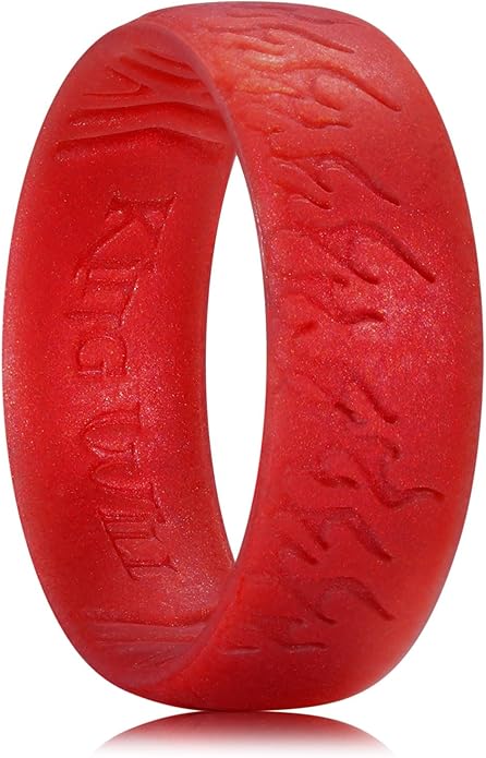 King Will Silicone Ring for Men and Women, 1.8mm Ultra Thick 6.6mm Width, Dome Metallic Style Comfort Fit - Breathable Durable Flexible Wedding Band