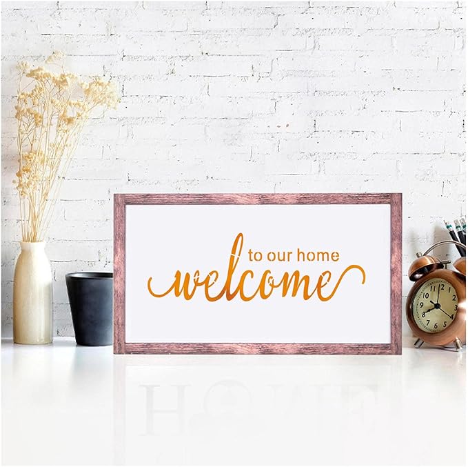 Large Inspirational Word Stencil for Crafts,24 Pcs Reusable Positive Drawing Template Faith (Welcome Sweet Home Smile Family) Stencils for Painting on Wood Wall Canvas Fabric Home Decor(11.4x5.5In)