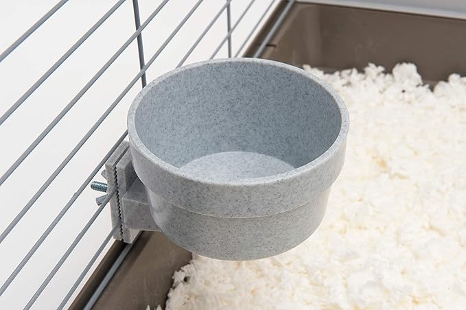 Lixit Quick Lock Removable Cage Bowls for Rabbits, Guinea Pigs, Gerbils, Ferrets, Dogs, Cats, Birds, and Other Small Animals - Made in USA (Gray, 20 Ounce)