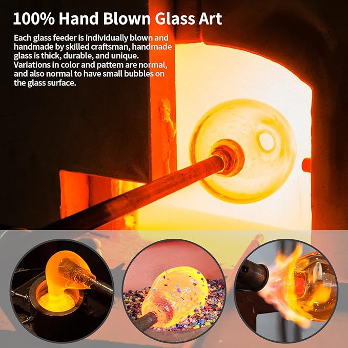 Hummingbird Feeders for Outdoors Hanging, BOLITE Glass Hummingbird Feeder, Hand Blown Twisted with Ant Moat and Five Feeding Ports, 24 Ounces, Leak Proof, Orange, Gifts for Women Men