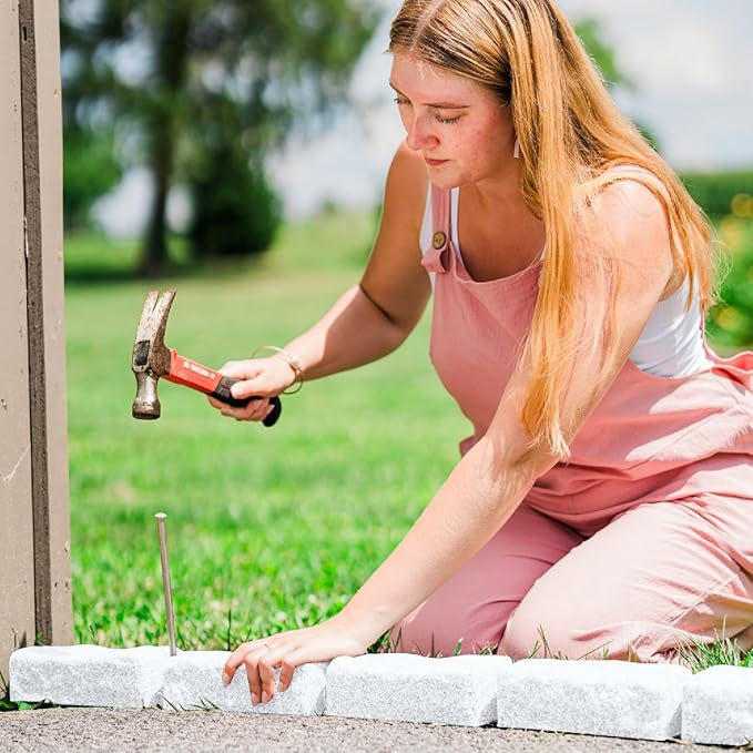 Beuta Landscape Edging | Garden Edging Border | Faux Stone Bricks for Lawn Edging, Flower beds, Pathways & Yard Edging– 1 Pack | Each Section Has 6 Bricks 48" L x 4" W x 2.25" H | 3 Spikes | Limewash