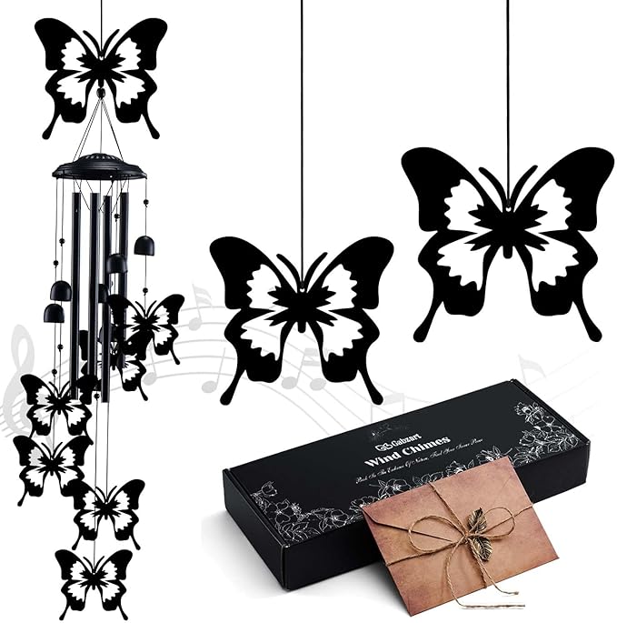 Butterfly Wind Chimes for Outside, Butterfly Gifts for Women Men Mom Grandma Birthday, 37" Windchimes Hanging Outdoors Garden Decor, Home Patio Garden Porch Yard Decorations