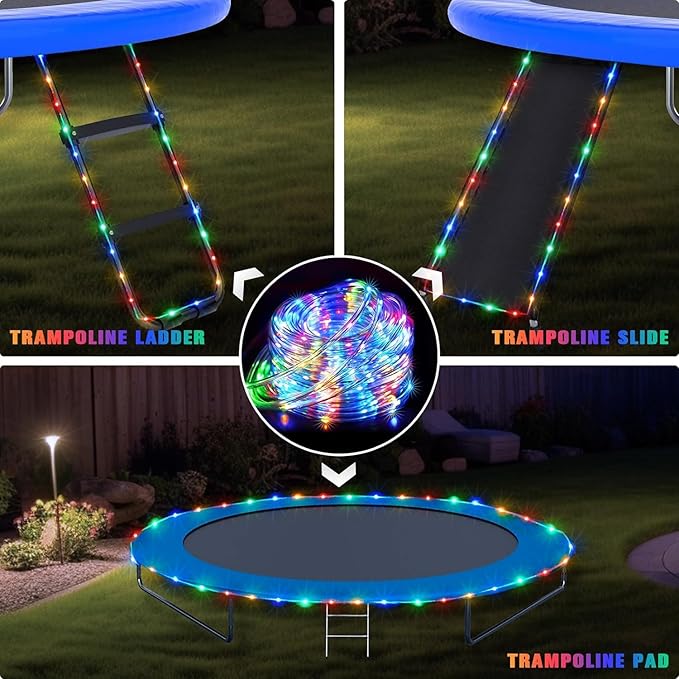 JMEXSUSS 2 Pack Battery Operated String Lights Outdoor, Total 200 LED 8 Modes Battery Powered Rope Lights with Remote &Timer, Christmas Light for Car Trampoline Tree Camping Garden Decor (Multicolor)