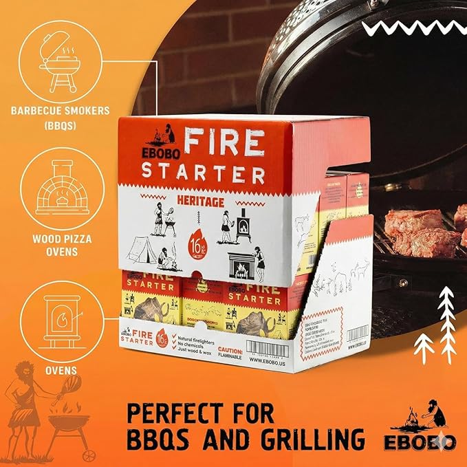 256 pcs Natural Fire Starters for Fireplace, Wood Stove, Charcoal Grill, BBQ, Fire Pit & Smoker – Wood Wool & Wax Rolls – Easy to Light, No Prep, No Mess
