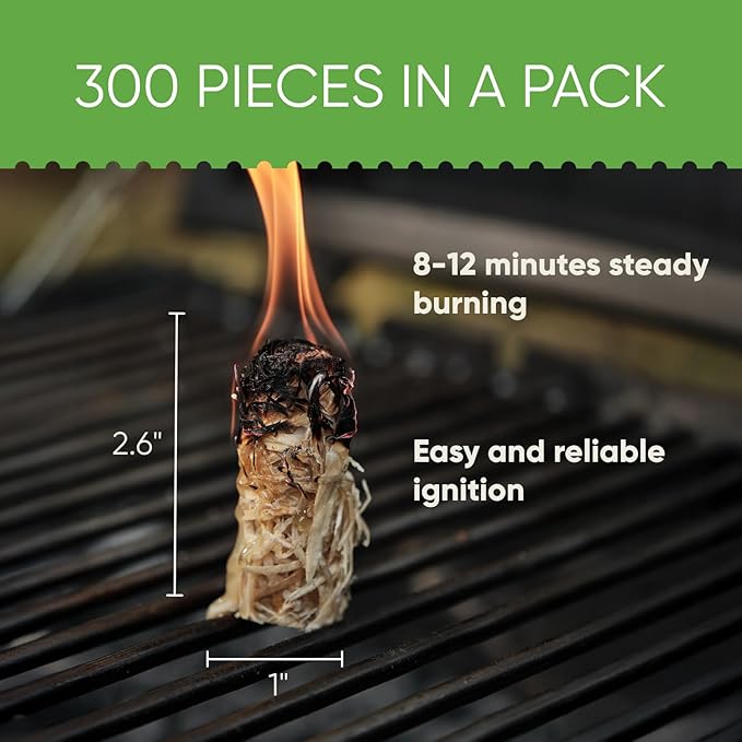 Inflame Fire Starters 300 pcs Fire Starters for Campfires, Grill, BBQ, Fireplace, Woodstove - Charcoal Starter - Waterproof, Weather-Resistant - Natural Wood Fireplace Starters