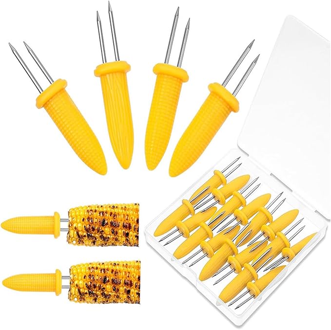 Smores Sticks for Fire Pit Long - Marshmallow Roasting Sticks Smores Kit - Smore Skewers Hot Dog Fork Campfire Stainless Steel Corn Holders Corn on the Grill & Cob Skewers for Home Cooking