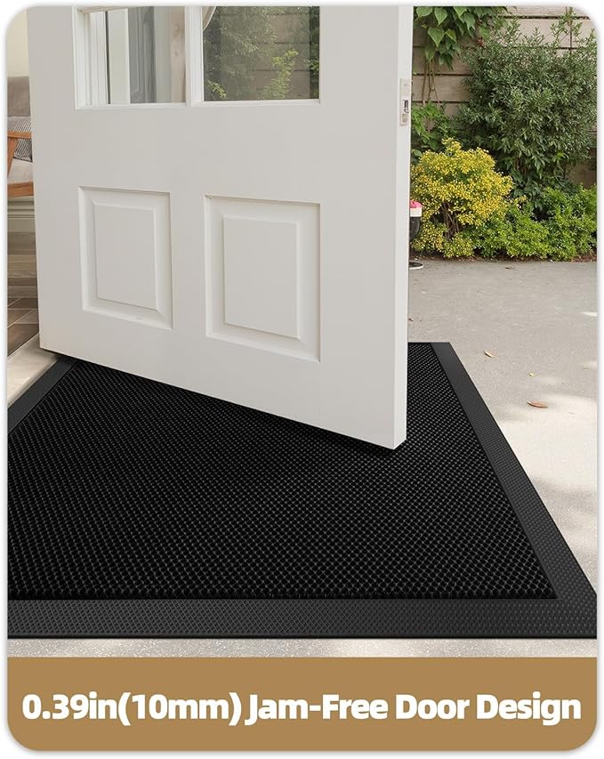 Color&Geometry High Stretch Elastic Silk Doormat, Large Front Door Mat Outside Entrance, Outdoor Door Mat for Patio,Quick-Dry & Heavy-Duty, Non-Slip Rubber Large Doormat, 48"x72" Black