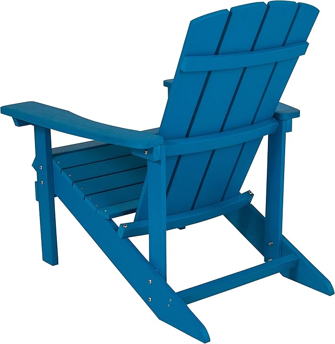 Flash Furniture Charlestown Poly Resin Adirondack Chair - Blue - All Weather - Indoor/Outdoor - Set of 4