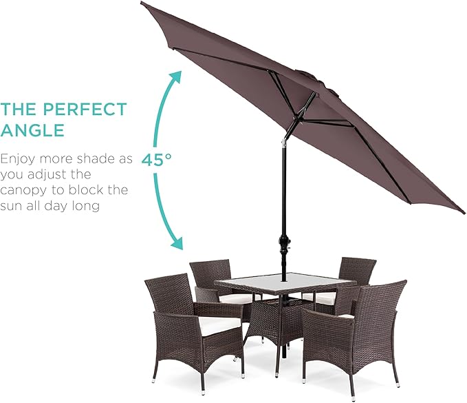 Best Choice Products 10ft Outdoor Steel Polyester Market Patio Umbrella w/Crank, Easy Push Button, Tilt, Table Compatible
