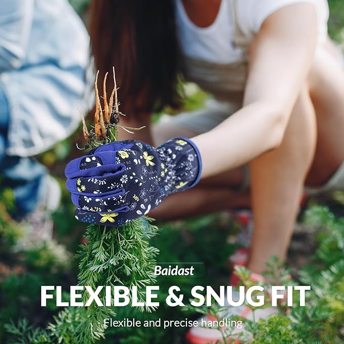 Baidast Garden Gloves, Breathable Leather Gardening Gloves Thorn Proof for Digging, Planting, Pruning