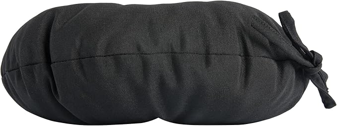 Magpie Fabrics Outdoor 15"x15"x4" Round Bistro Seat Cushions with Ties Set of 2, Tufted Waterproof Patio Floor Chair Pads for Home Garden Balcony Kitchen Office Porch, Black