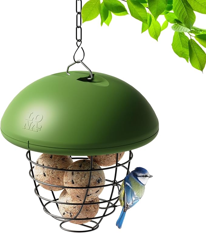 LONA Suet Ball Bird Feeder Outdoor Hanging Fat Ball Feeders with Versatile Mount Durable Weatherproof Washable Transparent Tube Wire Steel Metal Feeder for Wild Birds
