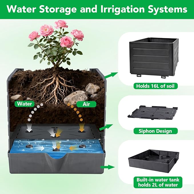 2 Pack Raised Garden Bed Planter Box with Trellis, 57" Self-Watering Tomato Planter with Trellis, Tomato Cage Plant Support for Climbing Plants Vegetable Vine Flowers Patio Outdoor Indoor