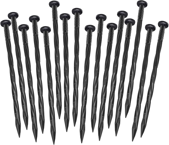 100Pack Plastic Landscape Edging Spikes, 8 Inch Spiral Landscape Anchoring Spikes，Landscape Spikes for Garden Lawn Yard, Paver Edging, Weed Barrier, Artificial Turf & More
