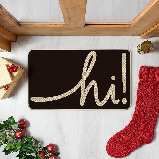 Artoid Mode Black Hi Doormat, Home Decor Low-Profile Switch Rug Welcome Door Mat Floor Mat for Front Door Indoor Outdoor 17x29 Inch