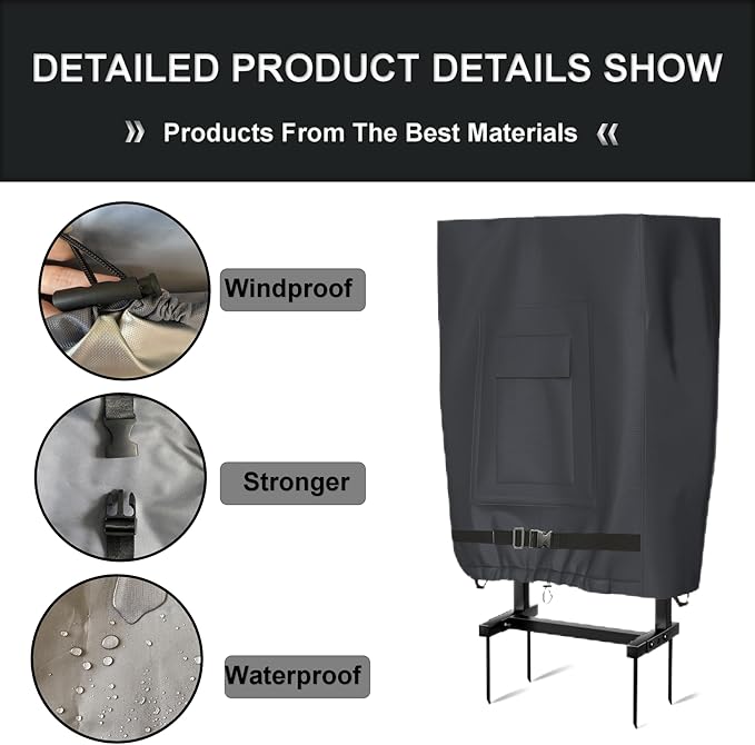 Garden Hose Holder Cover, Made with 100% Waterproof, Heavy Duty 500D Oxford Polyester Coated Tarpaulin for a Tighter Wrap and All Around Protection, 35.4″ x 10″ x 31.5″, Gray
