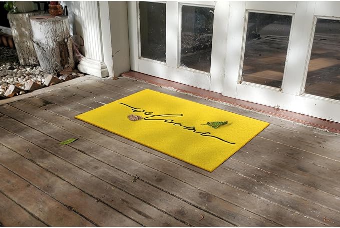 AAZZKANG Yellow Outdoor Mat Front Door Indoor Welcome Doormat Large 24"x36",Anti Slip Rubber Door Mat,Quickly Absorb Mud Easy to Clean Entrance Mats