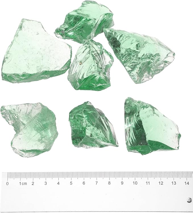 uxcell Fire Glass for Fire Pit, 3-5cm(1/9"-1/5") High Luster Reflective Glass Rocks for Natural or Propane Fireplace, Safe for Outdoors and Indoors Fire Pit Glass, Light Green, 400g/14oz
