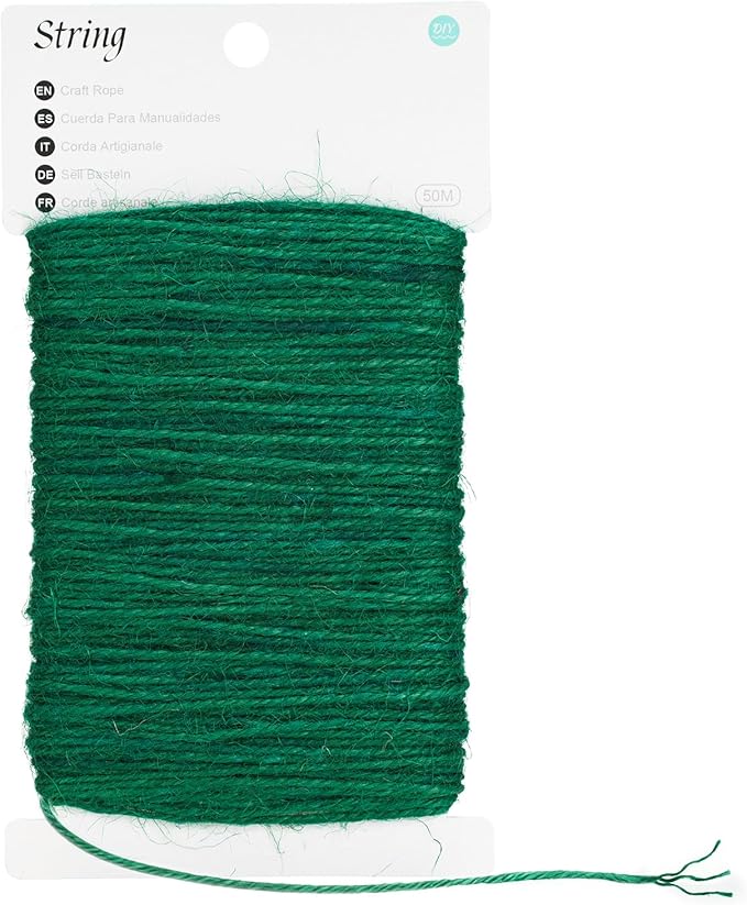 G2PLUS Green Jute Twine 2mm 3 Ply, 164Ft Craft Twine String for Gift Wrapping, DIY Crafts, Gardening and Christmas Decorations