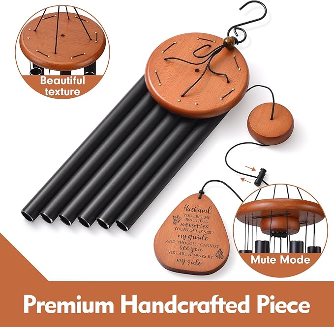 Memorial Gifts for Loss of Husband, 32" Wind Chimes for Loss of Husband Sympathy Gift, Grief/Bereavement Gifts for Loss of Husband, Windchimes in Memory of Husband