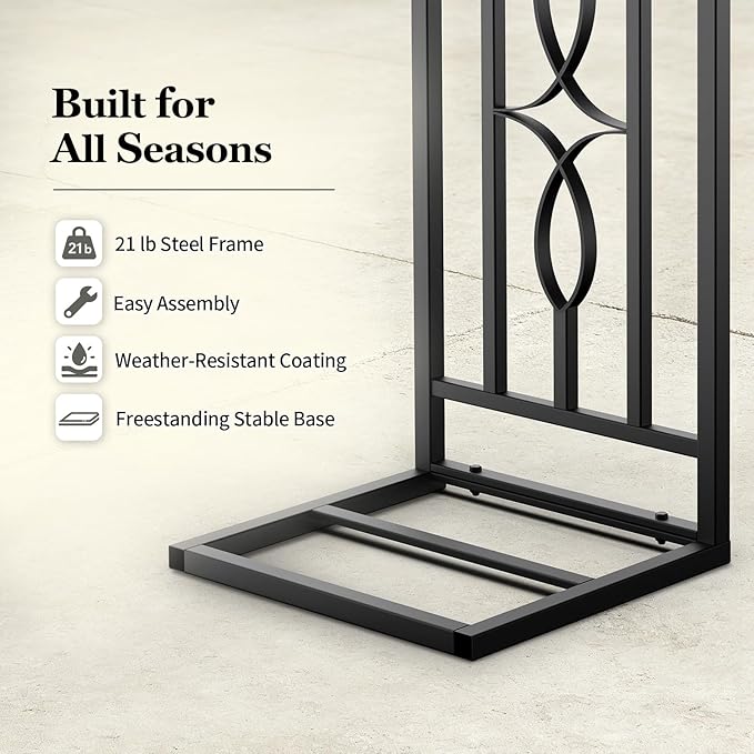 Metal Garden Arch, Heavy Duty Garden Trellis for Climbing Plants, with Enlarged Base for Stability, Ideal for Wedding Arches & Party Decorations, 55" W x 87" H