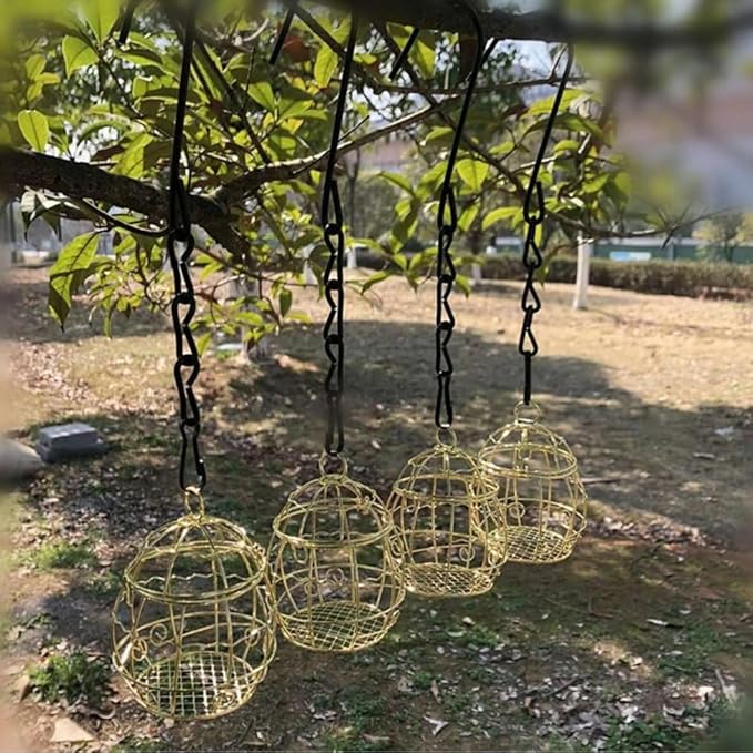Bird Feeder, Suet Ball Feeders for Outside Hanging, Metal Hanging Bird Feeder with Hooks, Fat Ball Bird Feeder Suet Feeder for Wild Birds Outdoor Garden (Black,4 pcs)
