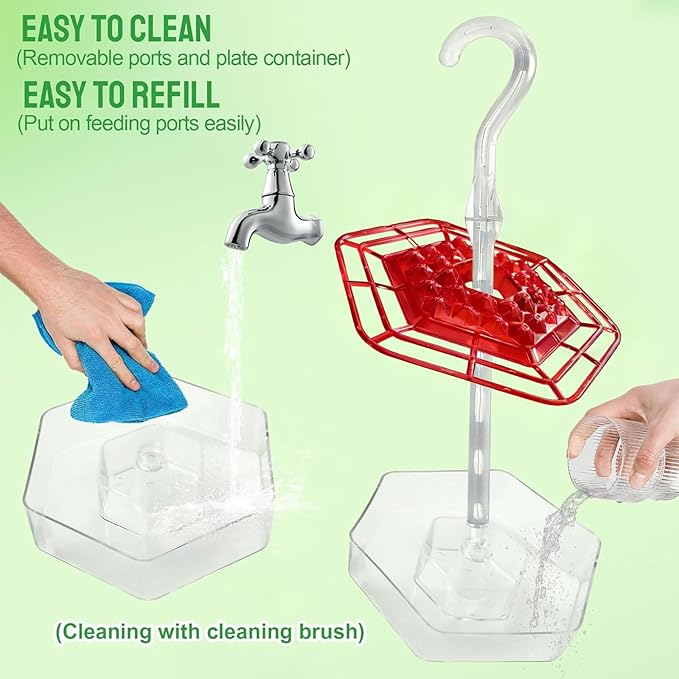 Hummingbird Feeders for Outdoors Hanging with 30 Feeding Ports Saucer Humming Bird Feeder with Integrated Ant Moat Bee-Proof Leak-Proof No Drip, Easy Cleaning and Refill