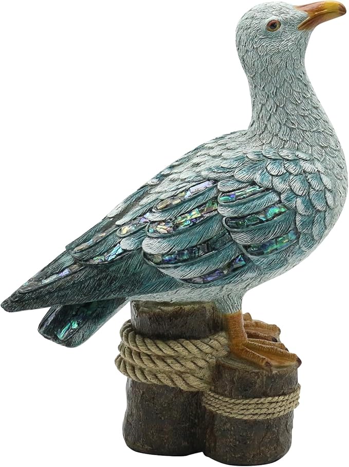 Lukitas Seagull Statue Decor, Coastal Themed Decorative Sculpture for Home Garden Yard Lawn Outdoor Beach, Resin 11''