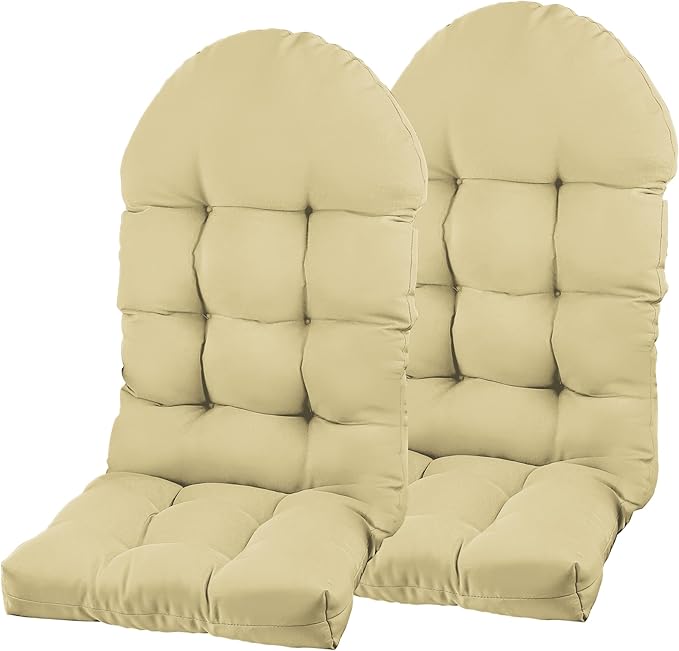 Adirondack Chair Cushion, Rocking Chair Cushion 44x19.4x4 inch, High Back Patio Cushions of Upper and Lower with Ties, Sunscreen and Fade-Resistant (Semolina, 2)
