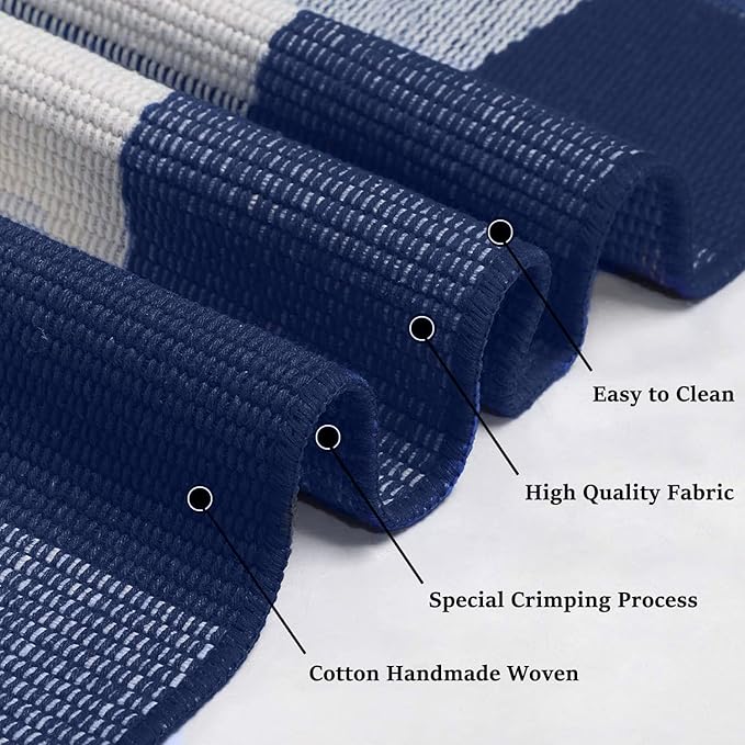 IOHOUZE Buffalo Plaid Checkered Rug 4x6 Ft Front Door Mats, Washable Area Rugs for Front Porch Decor, Spring Summer Welcome Mats Outdoor, Navy White Rug for Farmhouse/Entryway/Home Entrance