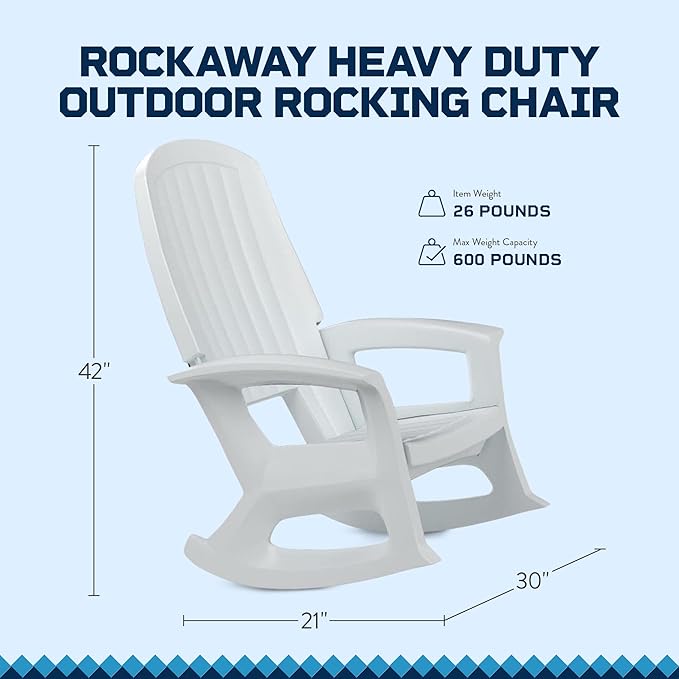 Semco Rockaway Heavy Duty All-Weather Outdoor Rocking Chair Plastics - White