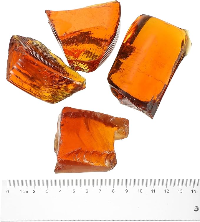 uxcell Fire Glass for Fire Pit, 5-8cm(2"-3.1") High Luster Reflective Glass Rocks for Natural or Propane Fireplace, Safe for Outdoors and Indoors Fire Pit Glass, Brown, 400g/14oz