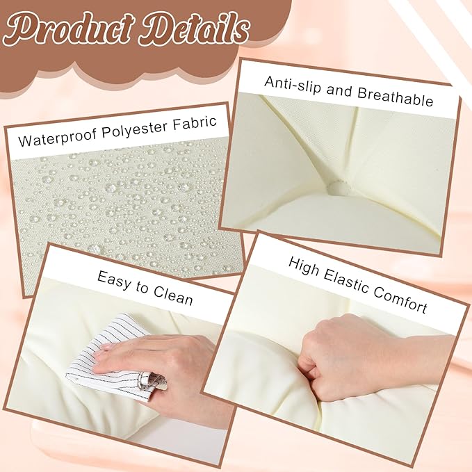 Thyle Outdoor Chair Cushions Set of 6 Waterproof Sun Protection Square Tufted Overstuffed Patio Furniture Seat Cushion for Patio Furniture Dining Indoor 19" x 19"(Beige)