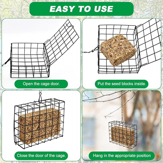 2Pcs Bird Feeder for Outdoors Suet Cage Bird Feeder,Suet and See d Block Cage,Hanging Birds Feeder,Hanging for Garden Yard Outside - Suet Cake Feeders fo Attracting Birds