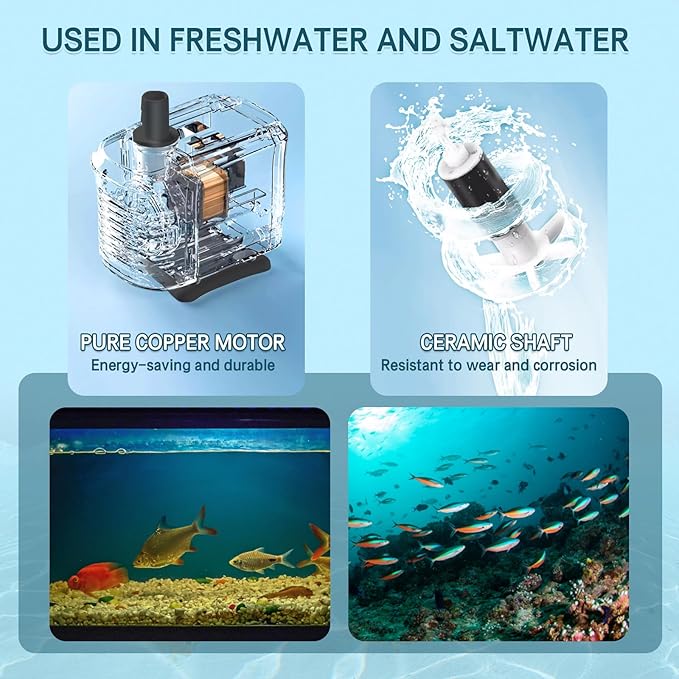 LYPHARD AQUARIUMS 65W Submersible Water Pump Flow 770GPH, High Lift 8.2ft, Ultra Quiet Pond Pumps Aquarium Pump for Fish Tank, Hydroponics, Outdoor Fountain