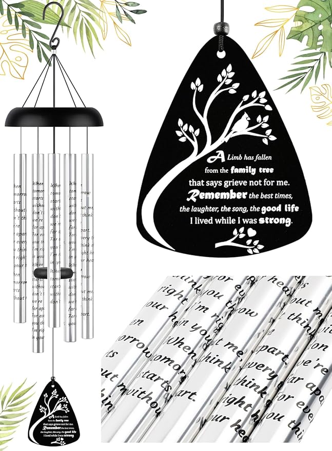 Fabuday Memorial Gifts Wind Chimes - Sympathy Gift for Loss of Dad Mother, Windchimes in Memory of a Loved One for Bereavement Condolence Grief Funeral Condolences Remembrance Grieving, Cardinal