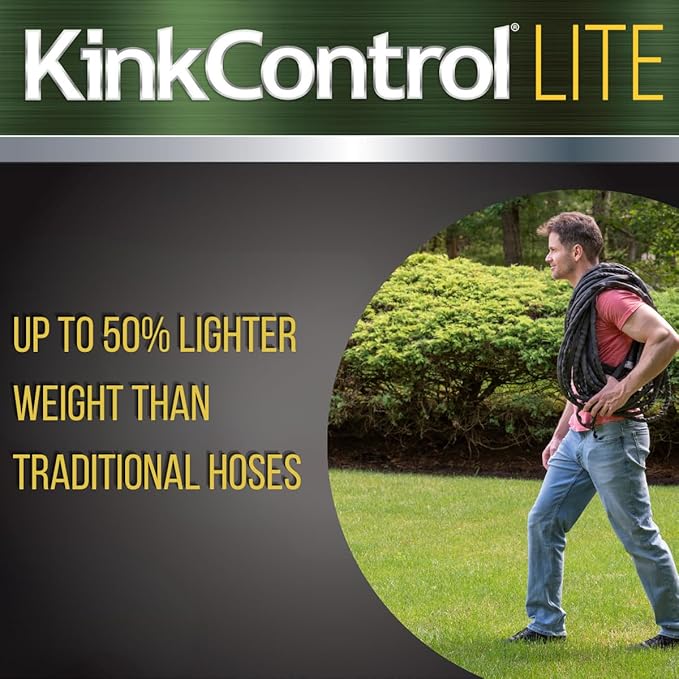 Kink Control Lite, Doesn’t Expand or Burst, Extremely Light Weight, Garden Hose, Water Hose with Superior UV Resistance, Ergonomic Grip, High Burst Strength,Kink Resistance, 25 Ft