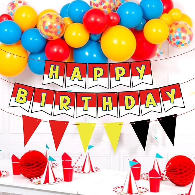 Red White Yellow Happy Birthday Decorations Cute Interesting Birthday Decorations Party Decoration Party Supplies Decoration Suitable for Boys Girls Baby Party Children