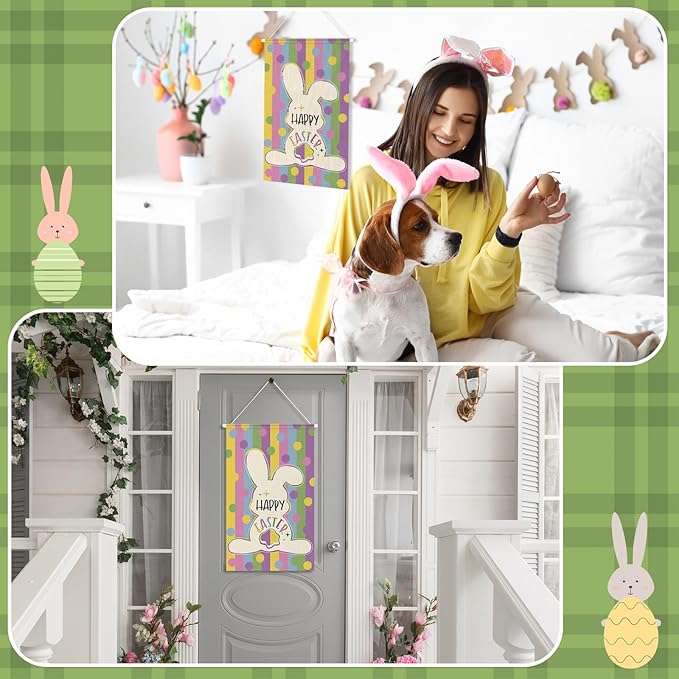 Tegeme 3 Pcs Happy St Patricks Day Door Decorations St. Patrick's Day Banner Door Hanger Sign Easter Hanging Flag Ornaments for Holiday Party Indoor Outdoor Decor 11.8 x 19.7 Inch