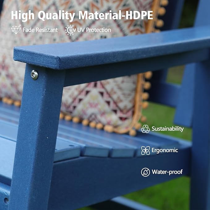 HDPE Outdoor Bench, All-Weather Garden Bench with 700 lbs Weight Capacity, 2-Person Patio Benches for Garden, Porch, Backyard, Park, Navy Blue