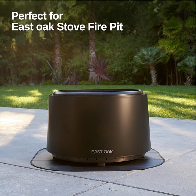 East Oak 36'' Fire Pit Mat for Low Smoke Outdoor Firepit Wood Burning Campfire, Portable fire Pit, Charcoal Grills, Wood Pellet Smokers, for Patio, Backyard, Deck, Garden and Poolside Use, Black