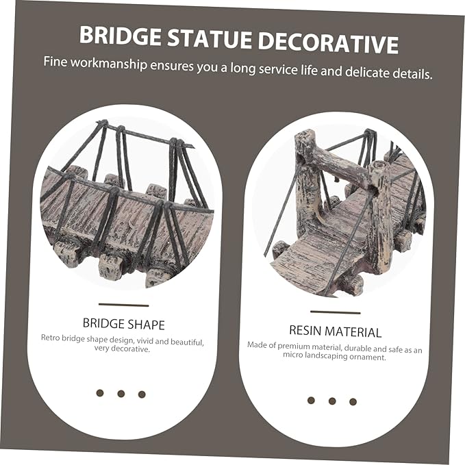 LIFKOME Miniature Resin Garden Bridge Decoration 6.10In DIY Landscaping Outdoor Bonsai Bridge Model Figurine for Patio Lawn Home