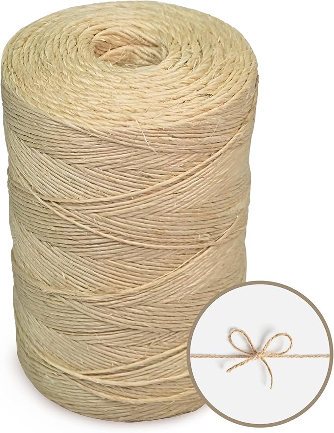 Premium Brazilian Sisal Twine, Natural Fiber 100% Sisal, Heavy-Duty, Ultra Durable, Ideal for DIY Projects, Home Decor, Gardening, Crafting, Gifting, Wrapping (1050 ft / 320 m Coil)