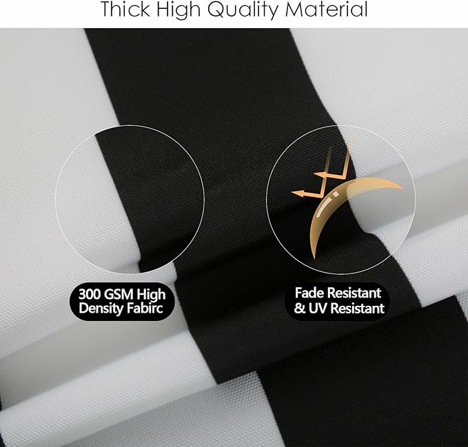 idee-home Outdoor Chair Cushions Set of 4, Thick 19" x 19" x 3" Outdoor Seat Cushion Waterproof for Patio Furniture with Ties, Patio Chair Pads Dining Black Stripes
