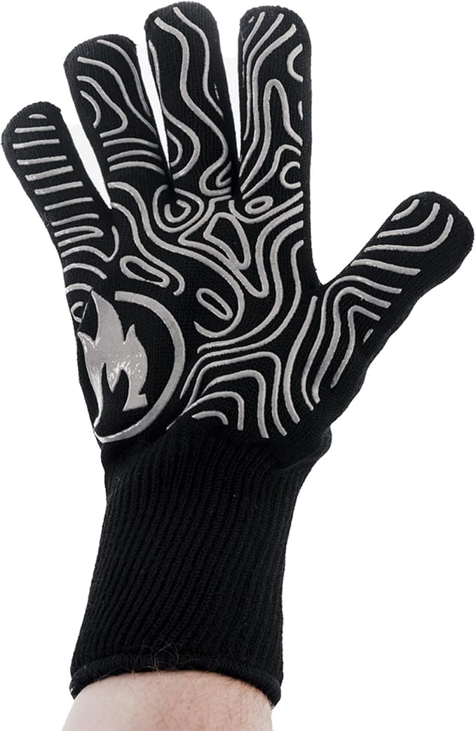 Solo Stove High Heat Gloves, Grill/BBQ Gloves, Oven Mitts, Heat-Resistant up to 450°F, Non-Slip, Black, One Size